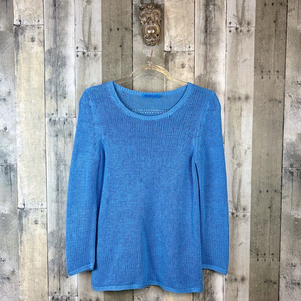 J. McLaughlin Pure Linen Cotton Sweater in Cornflower Blue Size Small. - Picture 2 of 8